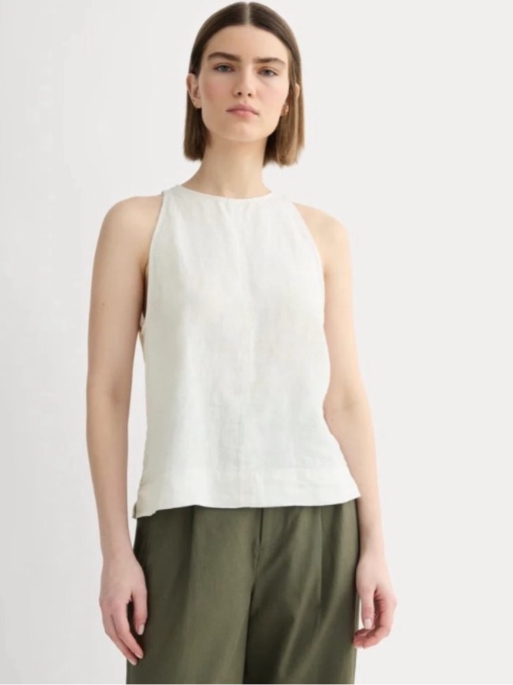 NWT Everlane Linen High-Neck Tank Birch Size 8 $78